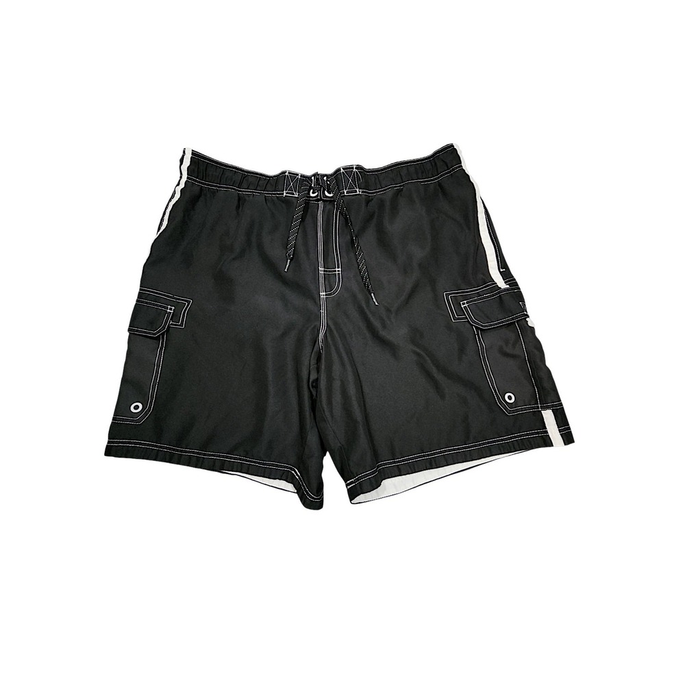 OP Ocean Pacific Board Shorts XL 40-42 Men Stripe Black White Swim Trunks Surfer